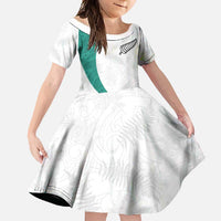 Custom New Zealand Football Family Matching Short Sleeve Bodycon Dress and Hawaiian Shirt Go All Silver Ferns - Towards World Cup 2026