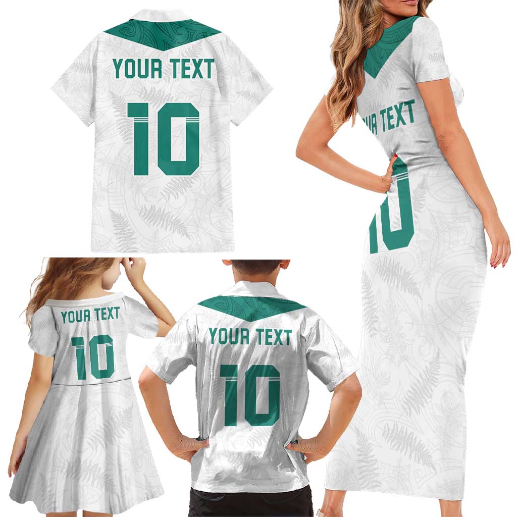 Custom New Zealand Football Family Matching Short Sleeve Bodycon Dress and Hawaiian Shirt Go All Silver Ferns - Towards World Cup 2026