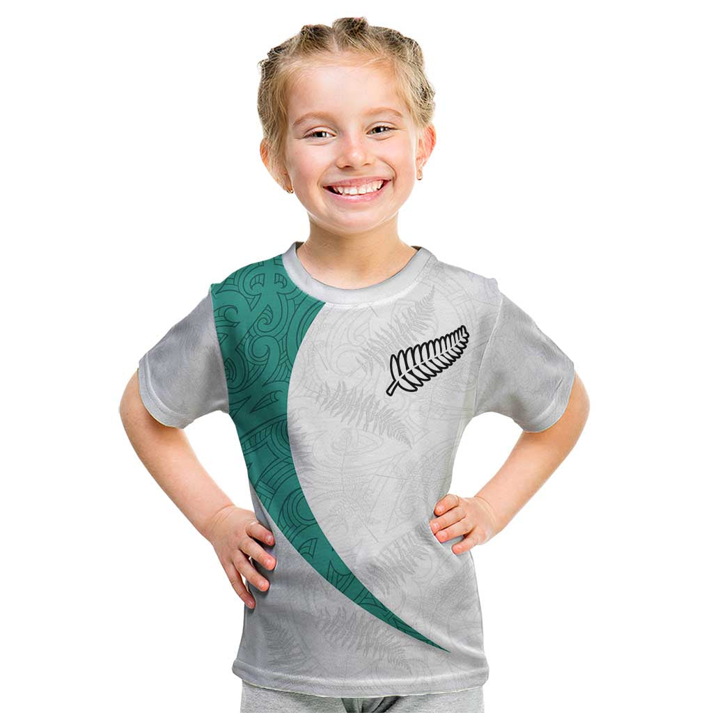Custom New Zealand Football Kid T Shirt Go All Silver Ferns - Towards World Cup 2026