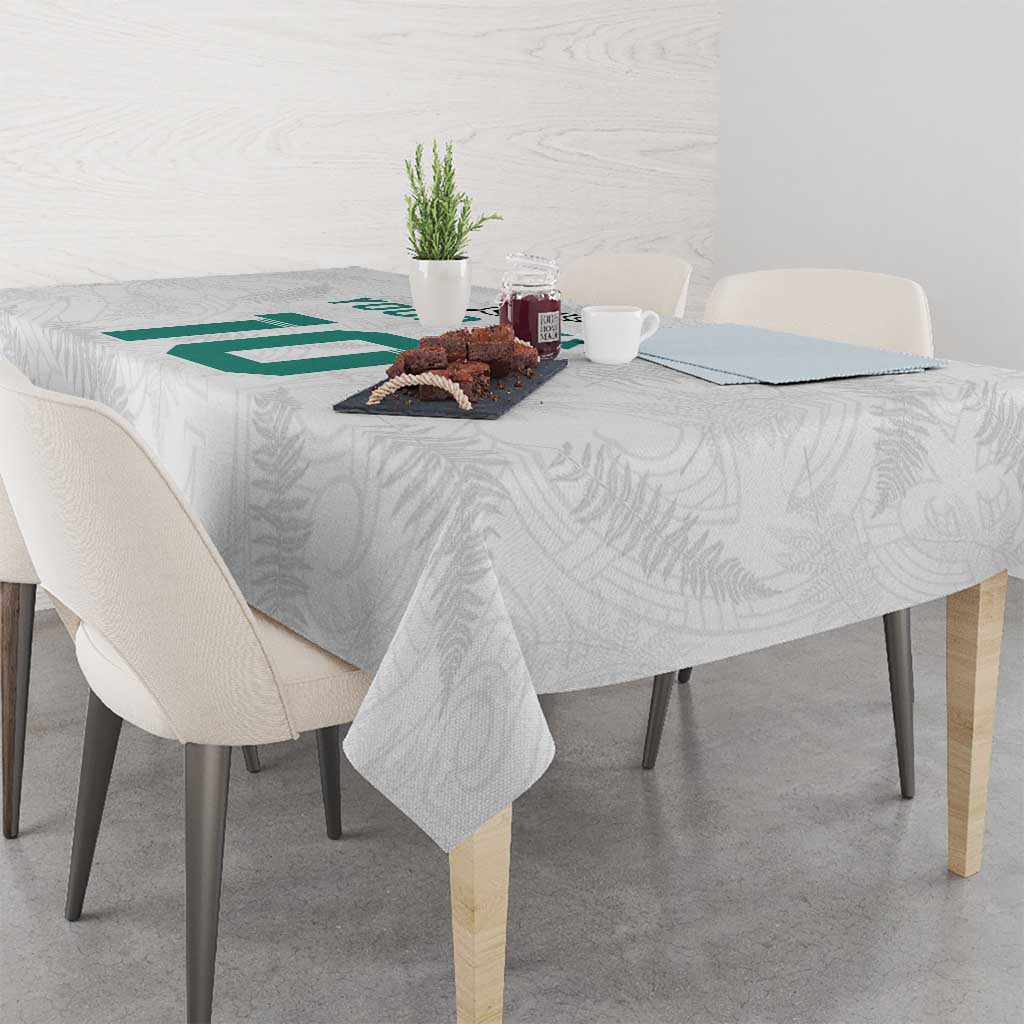 Custom New Zealand Football Tablecloth Go All Silver Ferns - Towards World Cup 2026