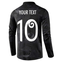 Custom New Zealand Rugby Button Sweatshirt All Silver Ferns Blacks