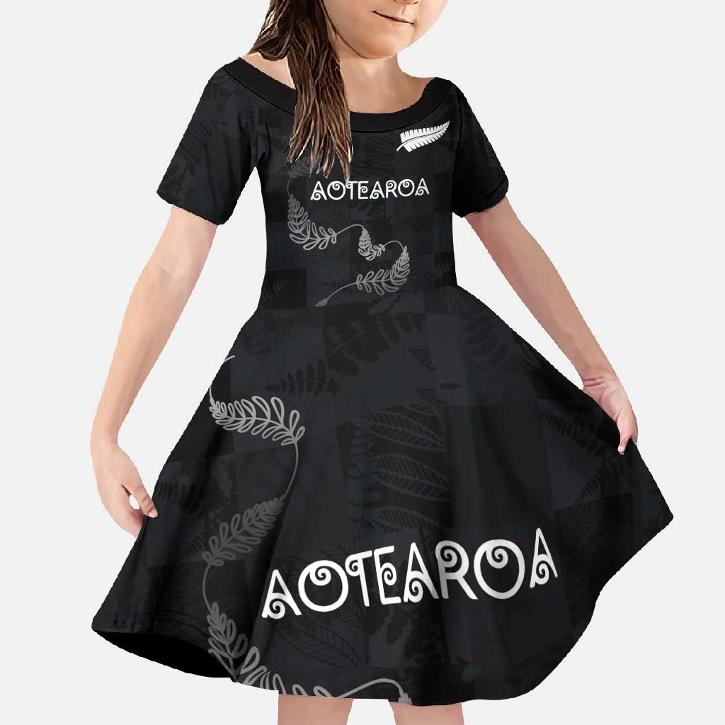Custom New Zealand Rugby Family Matching Mermaid Dress and Hawaiian Shirt All Silver Ferns Blacks