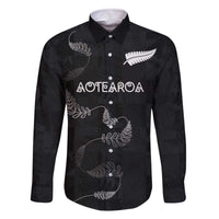 Custom New Zealand Rugby Family Matching Off The Shoulder Long Sleeve Dress and Hawaiian Shirt All Silver Ferns Blacks