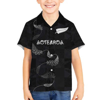 Custom New Zealand Rugby Family Matching Off Shoulder Maxi Dress and Hawaiian Shirt All Silver Ferns Blacks