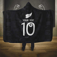 Custom New Zealand Rugby Hooded Blanket All Silver Ferns Blacks