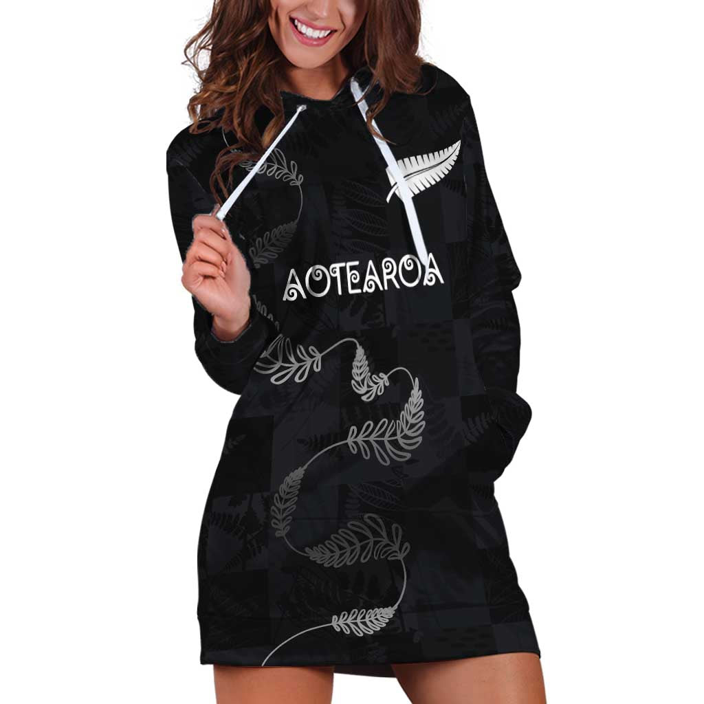 Custom New Zealand Rugby Hoodie Dress All Silver Ferns Blacks