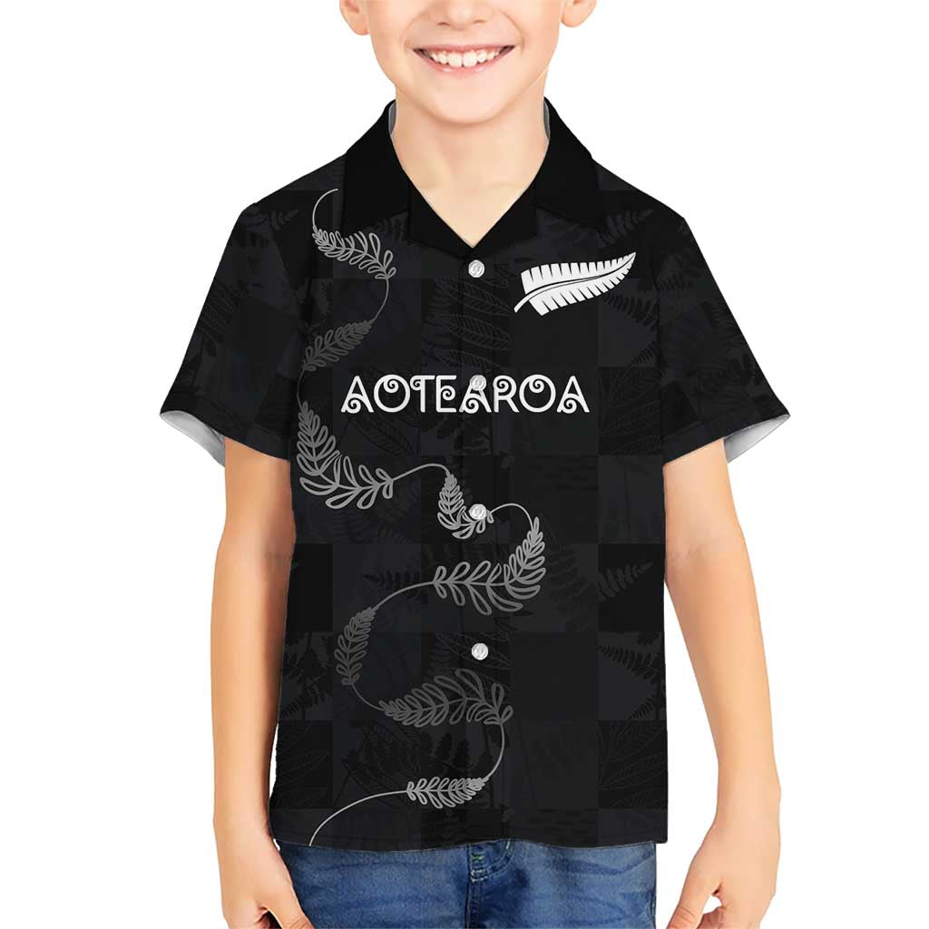 Custom New Zealand Rugby Kid Hawaiian Shirt All Silver Ferns Blacks