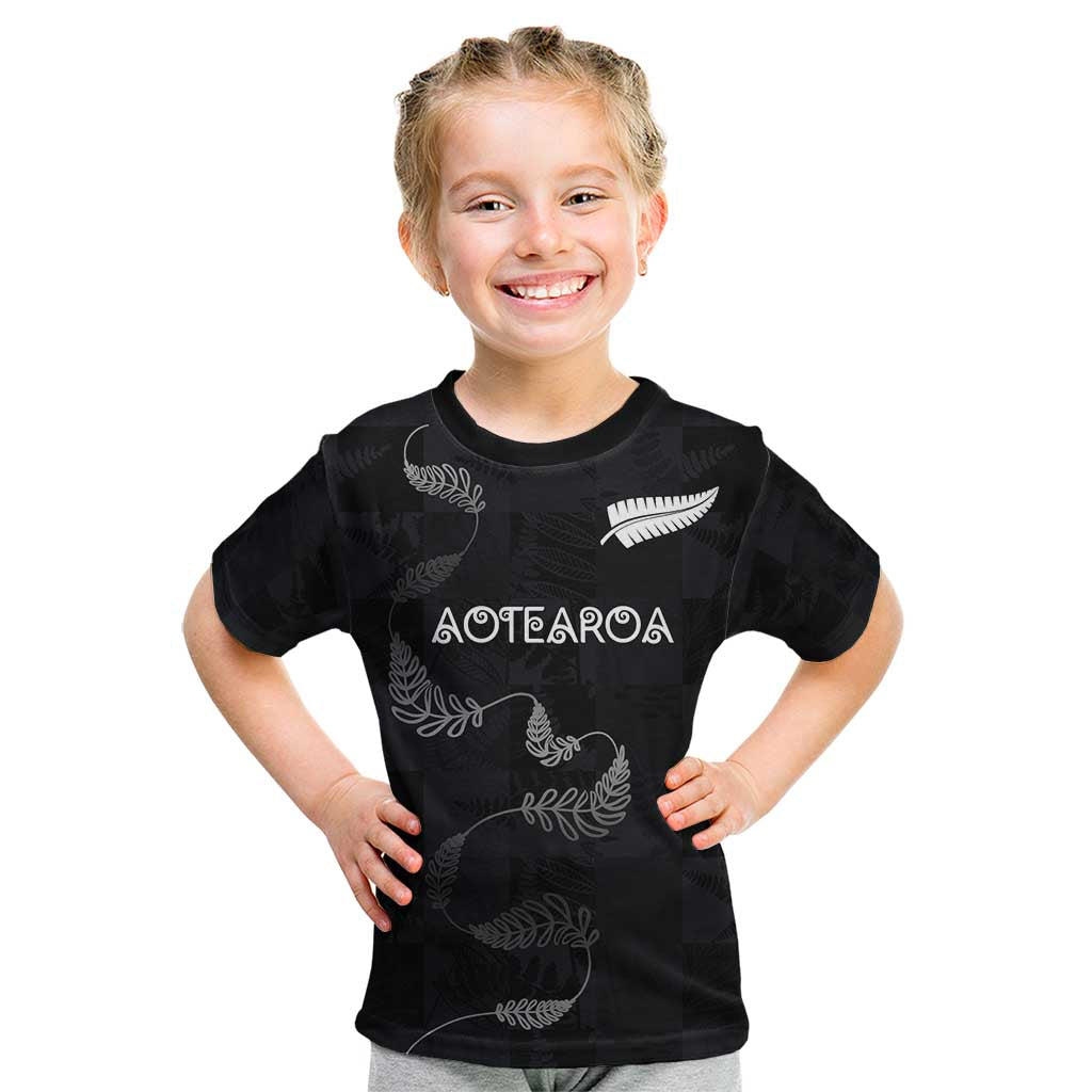 Custom New Zealand Rugby Kid T Shirt All Silver Ferns Blacks