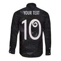 Custom New Zealand Rugby Long Sleeve Button Shirt All Silver Ferns Blacks