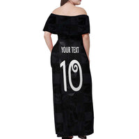 Custom New Zealand Rugby Off Shoulder Maxi Dress All Silver Ferns Blacks
