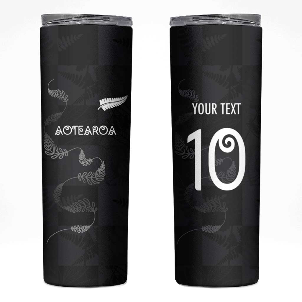 Custom New Zealand Rugby Skinny Tumbler All Silver Ferns Blacks