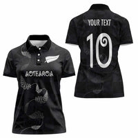 Custom New Zealand Rugby Women Polo Shirt All Silver Ferns Blacks