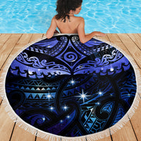 New Zealand Matariki Beach Blanket Maori Pattern and Matariki Sky Night