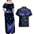 New Zealand Matariki Couples Matching Off Shoulder Maxi Dress and Hawaiian Shirt Maori Pattern and Matariki Sky Night