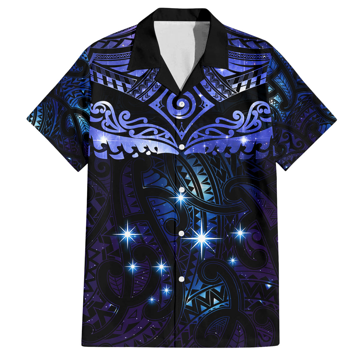 New Zealand Matariki Family Matching Puletasi and Hawaiian Shirt Maori Pattern and Matariki Sky Night