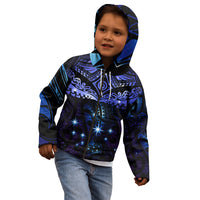 New Zealand Matariki Kid Hoodie Maori Pattern and Matariki Sky Night