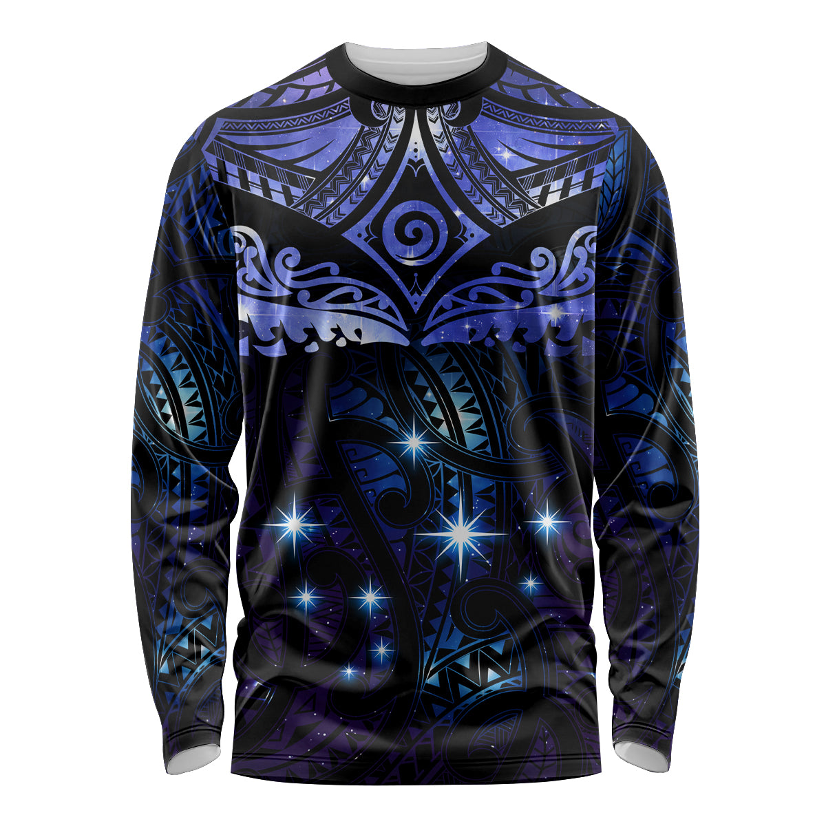 New Zealand Matariki Long Sleeve Shirt Maori Pattern and Matariki Sky Night