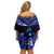 New Zealand Matariki Off Shoulder Short Dress Maori Pattern and Matariki Sky Night