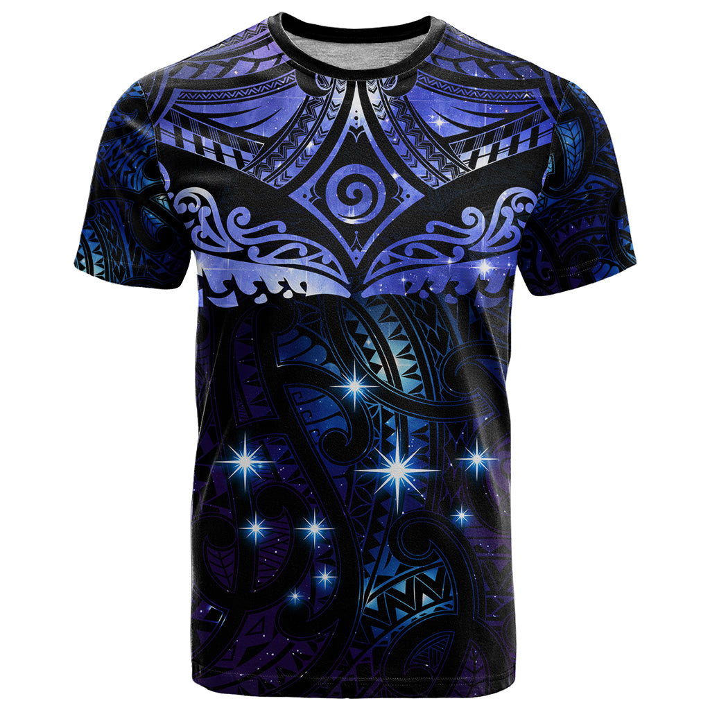New Zealand Matariki T Shirt Maori Pattern and Matariki Sky Night