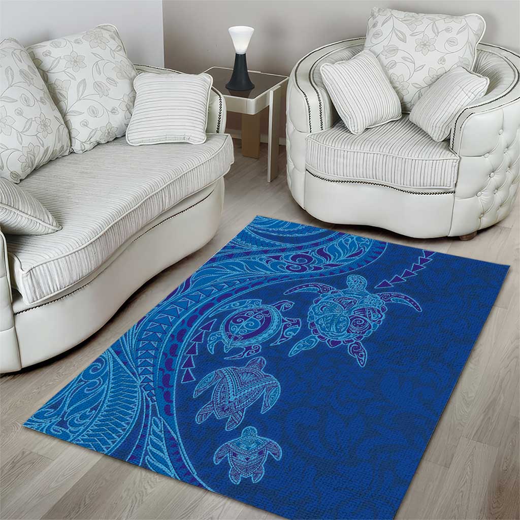 Hawaiian Turtles and Polynesian Art Tattoo Area Rug Ocean Abyss