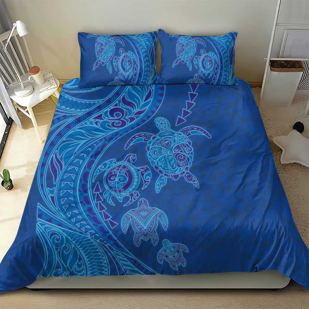 Hawaiian Turtles and Polynesian Art Tattoo Bedding Set Ocean Abyss
