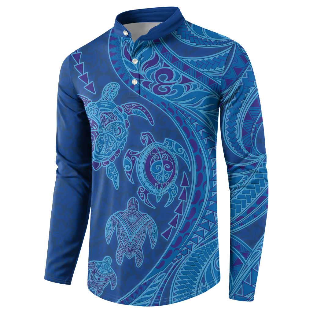 Hawaiian Turtles and Polynesian Art Tattoo Button Sweatshirt Ocean Abyss LT03 - Polynesian Pride