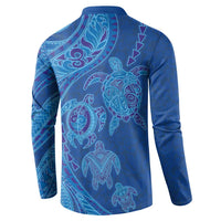 Hawaiian Turtles and Polynesian Art Tattoo Button Sweatshirt Ocean Abyss LT03 - Polynesian Pride