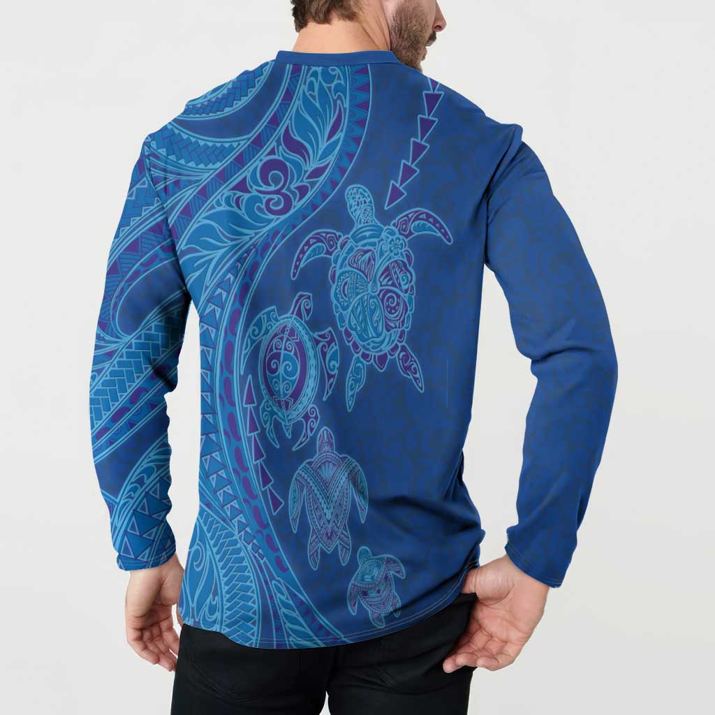 Hawaiian Turtles and Polynesian Art Tattoo Button Sweatshirt Ocean Abyss LT03 - Polynesian Pride