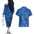 Hawaiian Turtles and Polynesian Art Tattoo Couples Matching Off The Shoulder Long Sleeve Dress and Hawaiian Shirt Ocean Abyss