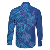Hawaiian Turtles and Polynesian Art Tattoo Family Matching Off The Shoulder Long Sleeve Dress and Hawaiian Shirt Ocean Abyss