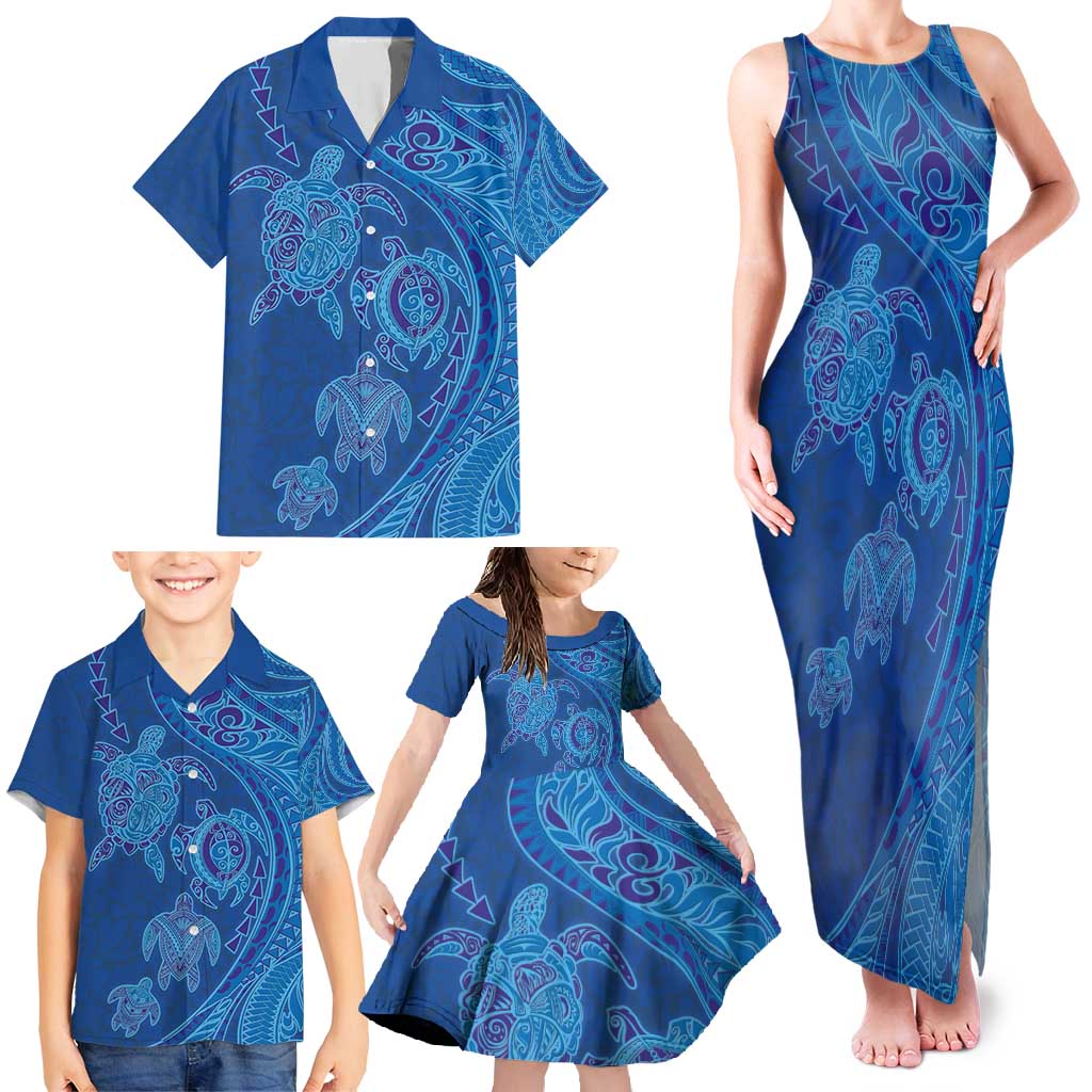 Hawaiian Turtles and Polynesian Art Tattoo Family Matching Tank Maxi Dress and Hawaiian Shirt Ocean Abyss LT03 - Polynesian Pride