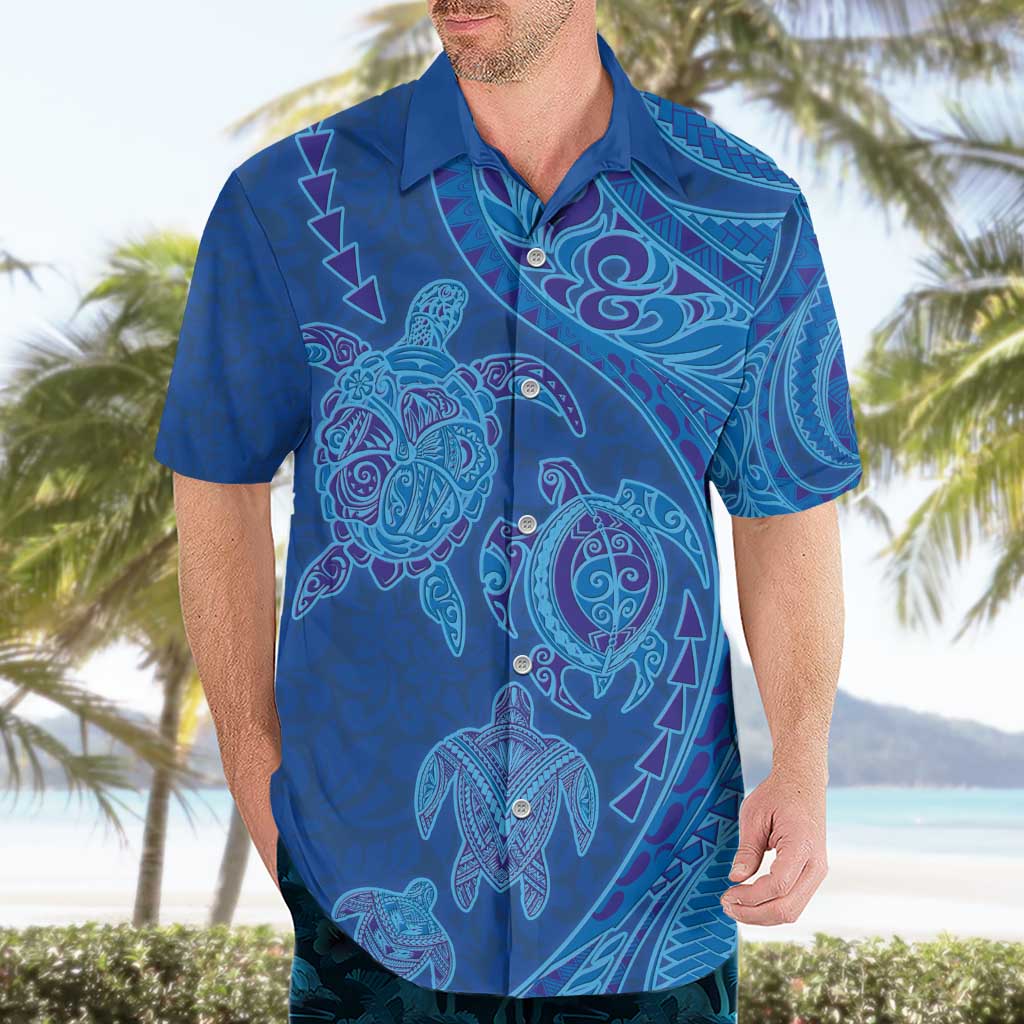 Hawaiian Turtles and Polynesian Art Tattoo Hawaiian Shirt Ocean Abyss LT03 - Polynesian Pride