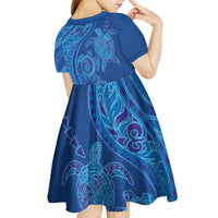 Hawaiian Turtles and Polynesian Art Tattoo Kid Short Sleeve Dress Ocean Abyss LT03 - Polynesian Pride
