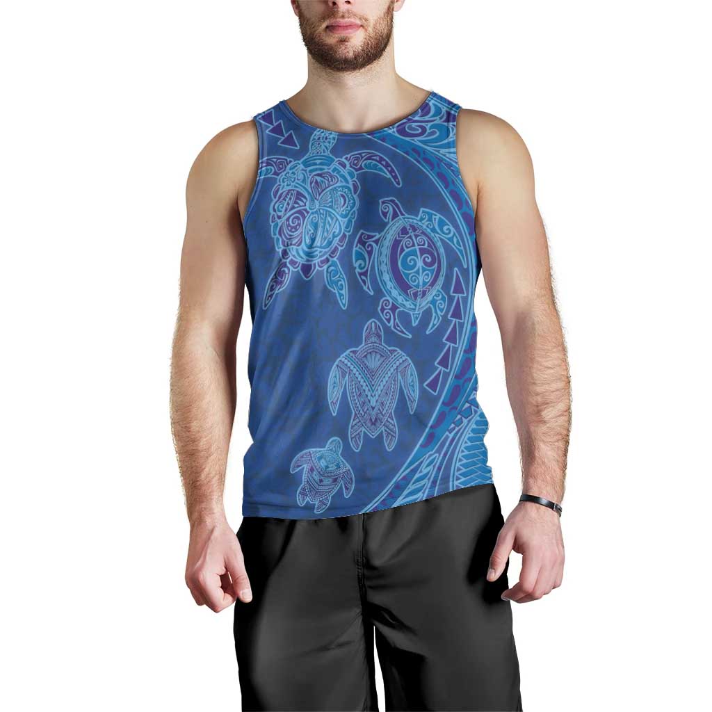 Hawaiian Turtles and Polynesian Art Tattoo Men Tank Top Ocean Abyss LT03 - Polynesian Pride
