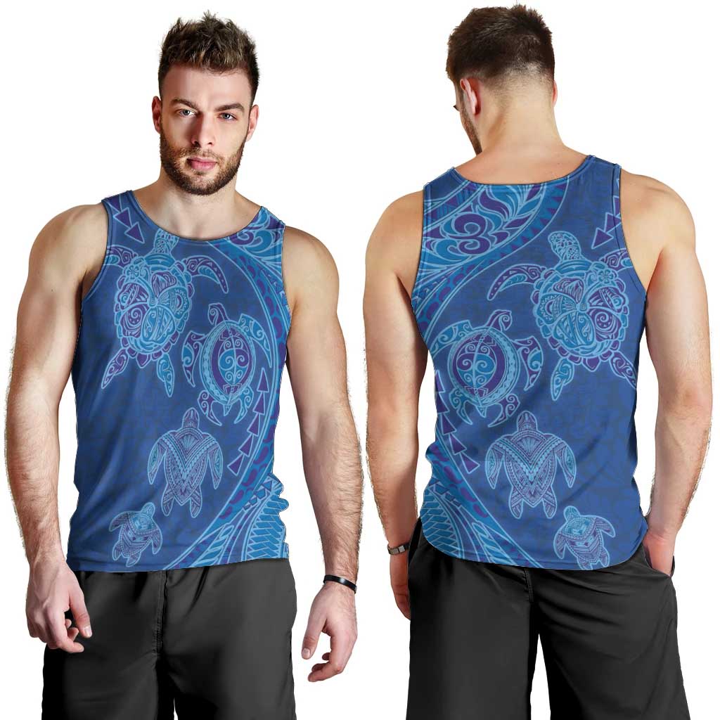 Hawaiian Turtles and Polynesian Art Tattoo Men Tank Top Ocean Abyss LT03 - Polynesian Pride