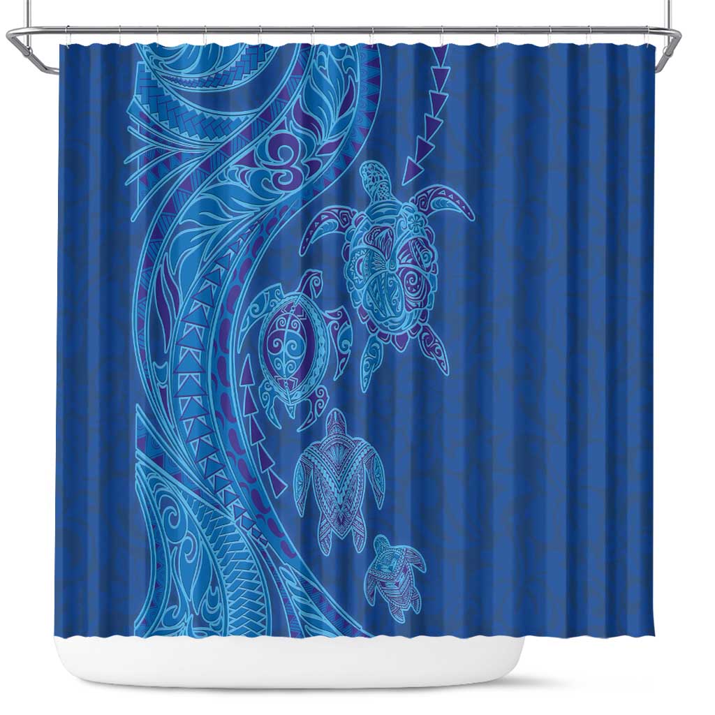 Hawaiian Turtles and Polynesian Art Tattoo Shower Curtain Ocean Abyss