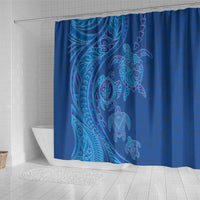 Hawaiian Turtles and Polynesian Art Tattoo Shower Curtain Ocean Abyss