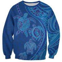 Hawaiian Turtles and Polynesian Art Tattoo Sweatshirt Ocean Abyss LT03 Unisex Blue - Polynesian Pride