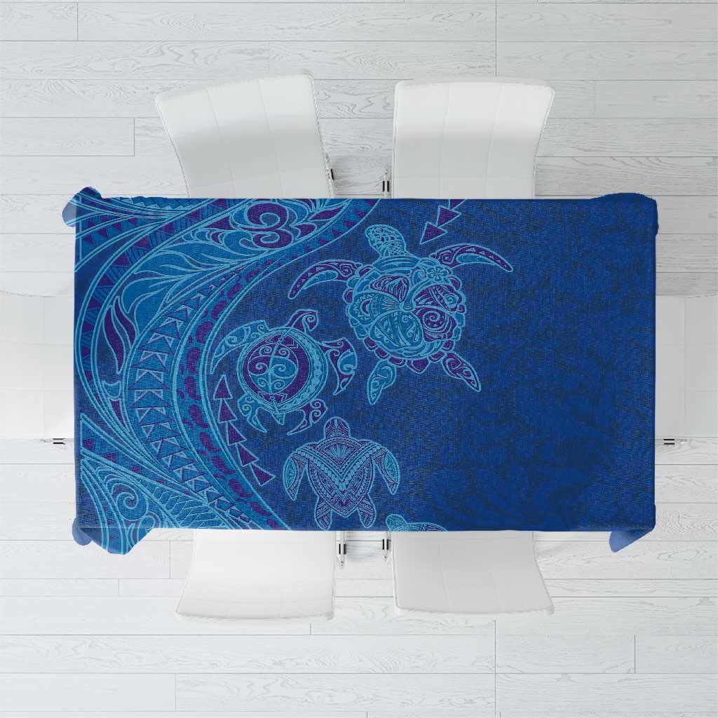 Hawaiian Turtles and Polynesian Art Tattoo Tablecloth Ocean Abyss LT03 Blue - Polynesian Pride