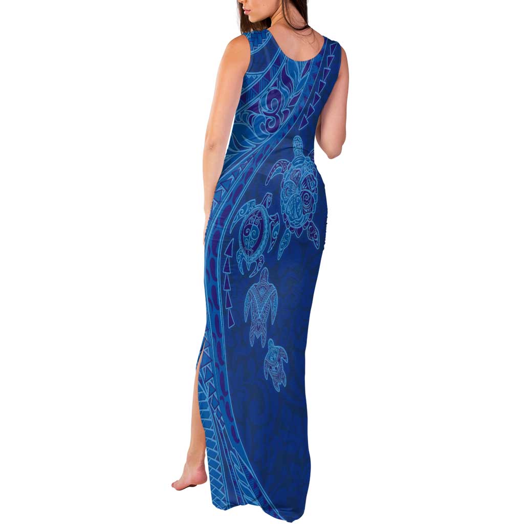 Hawaiian Turtles and Polynesian Art Tattoo Tank Maxi Dress Ocean Abyss