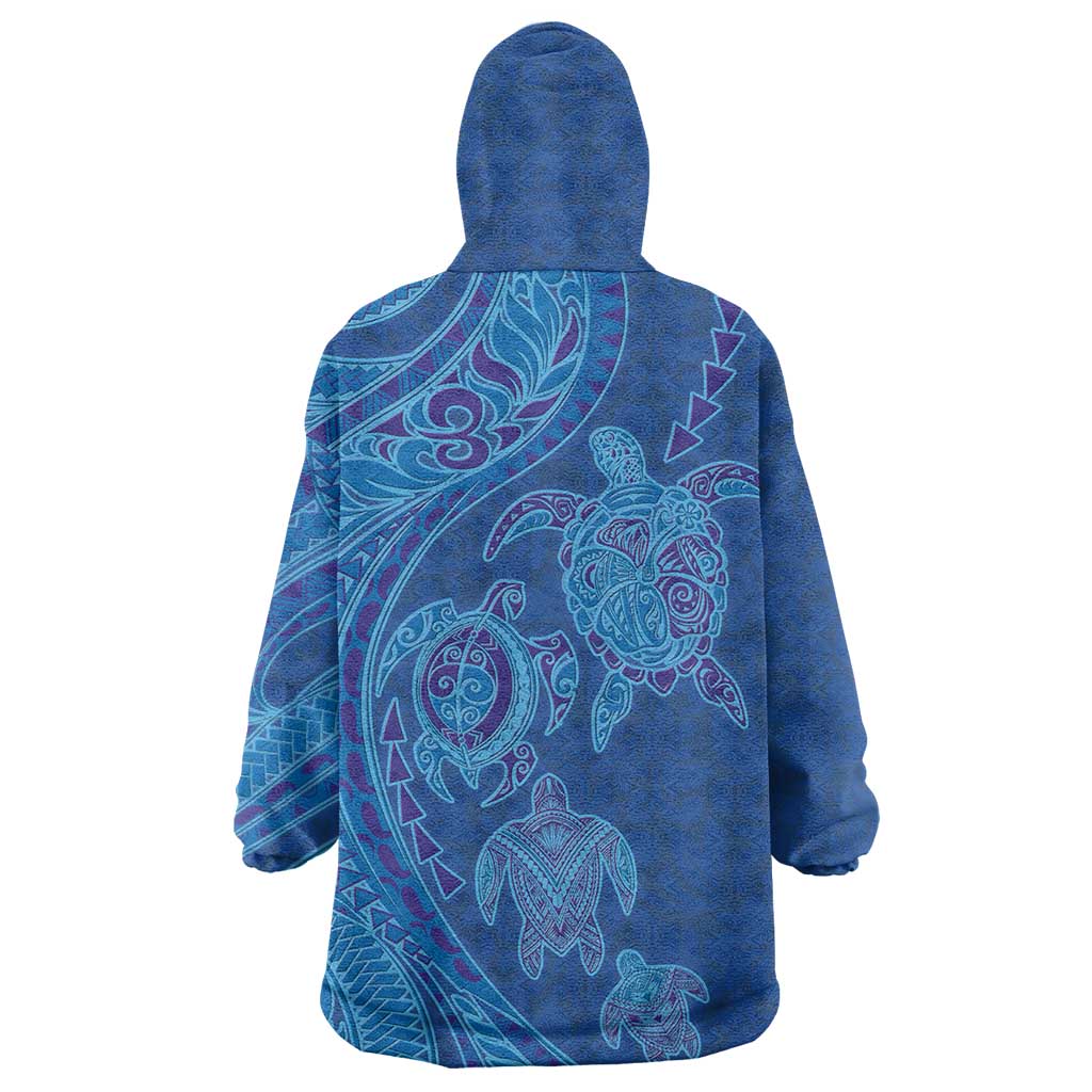 Hawaiian Turtles and Polynesian Art Tattoo Wearable Blanket Hoodie Ocean Abyss LT03 - Polynesian Pride