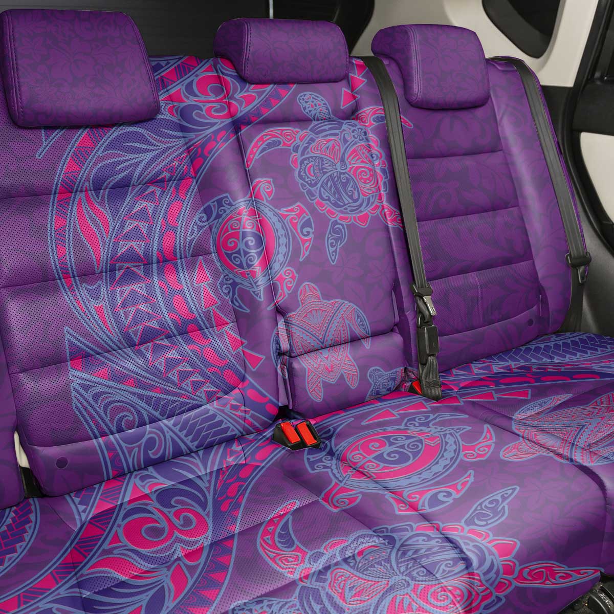 Hawaiian Turtles and Polynesian Art Tattoo Back Car Seat Cover Dusky Violet