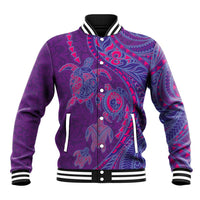 Hawaiian Turtles and Polynesian Art Tattoo Baseball Jacket Dusky Violet LT03 Unisex Purple - Polynesian Pride