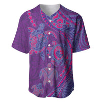 Hawaiian Turtles and Polynesian Art Tattoo Baseball Jersey Dusky Violet