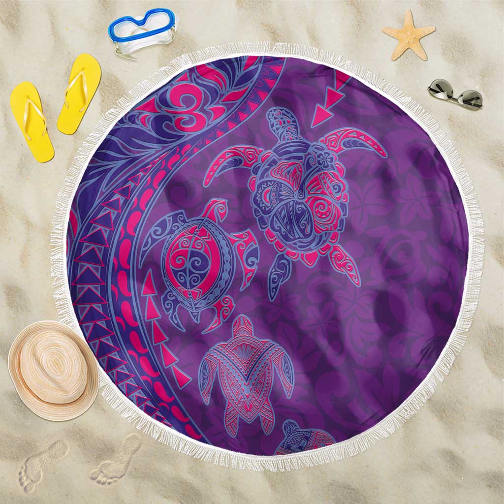 Hawaiian Turtles and Polynesian Art Tattoo Beach Blanket Dusky Violet LT03 One Size 150cm Purple - Polynesian Pride