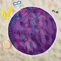 Hawaiian Turtles and Polynesian Art Tattoo Beach Blanket Dusky Violet LT03 One Size 150cm Purple - Polynesian Pride