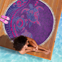 Hawaiian Turtles and Polynesian Art Tattoo Beach Blanket Dusky Violet LT03 - Polynesian Pride