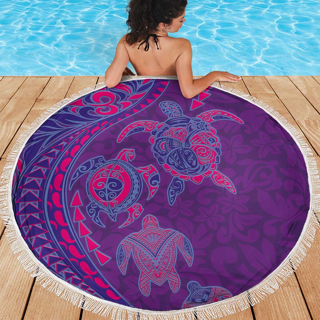 Hawaiian Turtles and Polynesian Art Tattoo Beach Blanket Dusky Violet LT03 - Polynesian Pride