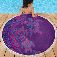 Hawaiian Turtles and Polynesian Art Tattoo Beach Blanket Dusky Violet LT03 - Polynesian Pride