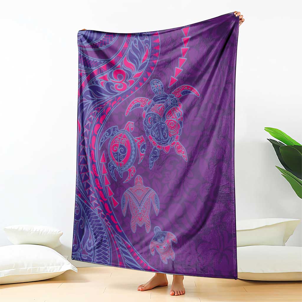 Hawaiian Turtles and Polynesian Art Tattoo Blanket Dusky Violet LT03 - Polynesian Pride